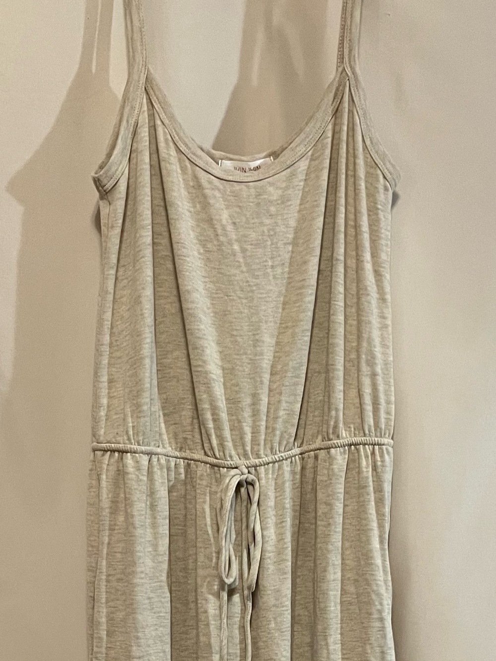 WinWin‎ Light Heather Cream Drawstring Wide-Leg Jumpsuit Size L
